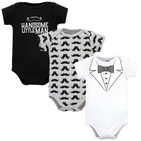 Hudson Baby Infant Boy Cotton Bodysuits, Tweed Bow Tie, 0-3 Months