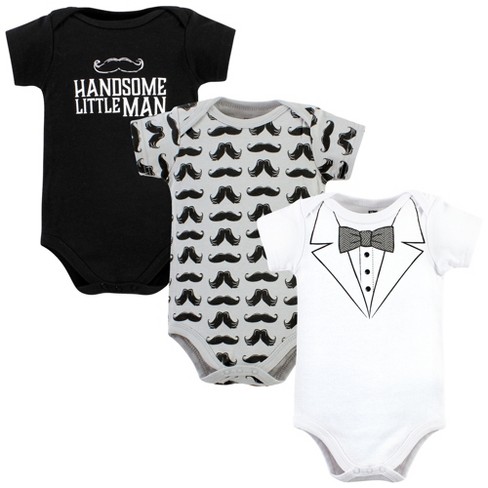 Hudson Baby Infant Boy Cotton Bodysuits, Tweed Bow Tie, 0-3 Months : Target