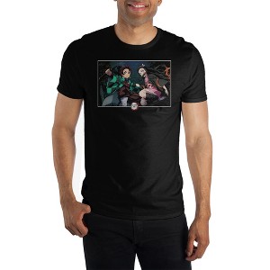 Demon Slayer Nezuko & Tanjiro Screenshot Crew Neck Short Sleeve Black T-shirt - 1 of 3