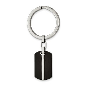 Black Bow Jewelry Stainless Steel Polished & Brushed Black Plated Dog Tag Key Chain - 1 of 3