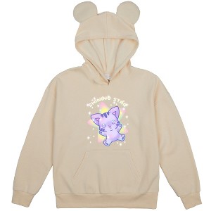 Shining Star Kawaii Cat Youth Off-White Long Sleeve Hooded Sweatshirt With 3D Bear Ears - 1 of 3