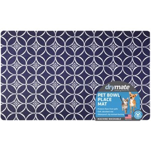 Drymate 16"x 28" Feeding Placemat for Cats and Dogs - Indigo Navy & White - 1 of 4