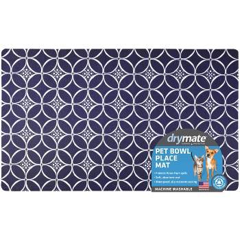 Drymate 16"x 28" Feeding Placemat for Cats and Dogs - Indigo Navy & White