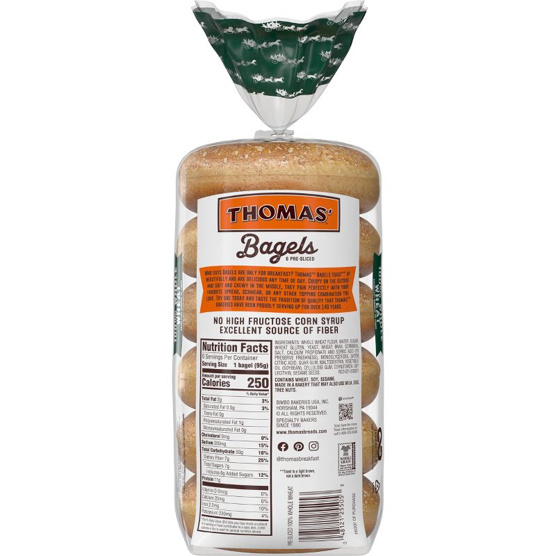 Thomas&#39; Whole Wheat Bagels - 20oz, 5 of 11