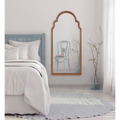 Hogan Rustic Brown Poplar Wood Arched Vanity Mirror 24x48