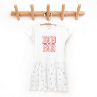 The Juniper Shop Big Sis Distressed Toddler Graphic Dress