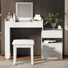 FONTOI 3-in-1 Makeup Vanity Desk with Flip-Top Mirror, Dressing Table with Adjustable Length&le Drawers for Home, White, 16.3"*31.3"*45.25" - 2 of 4