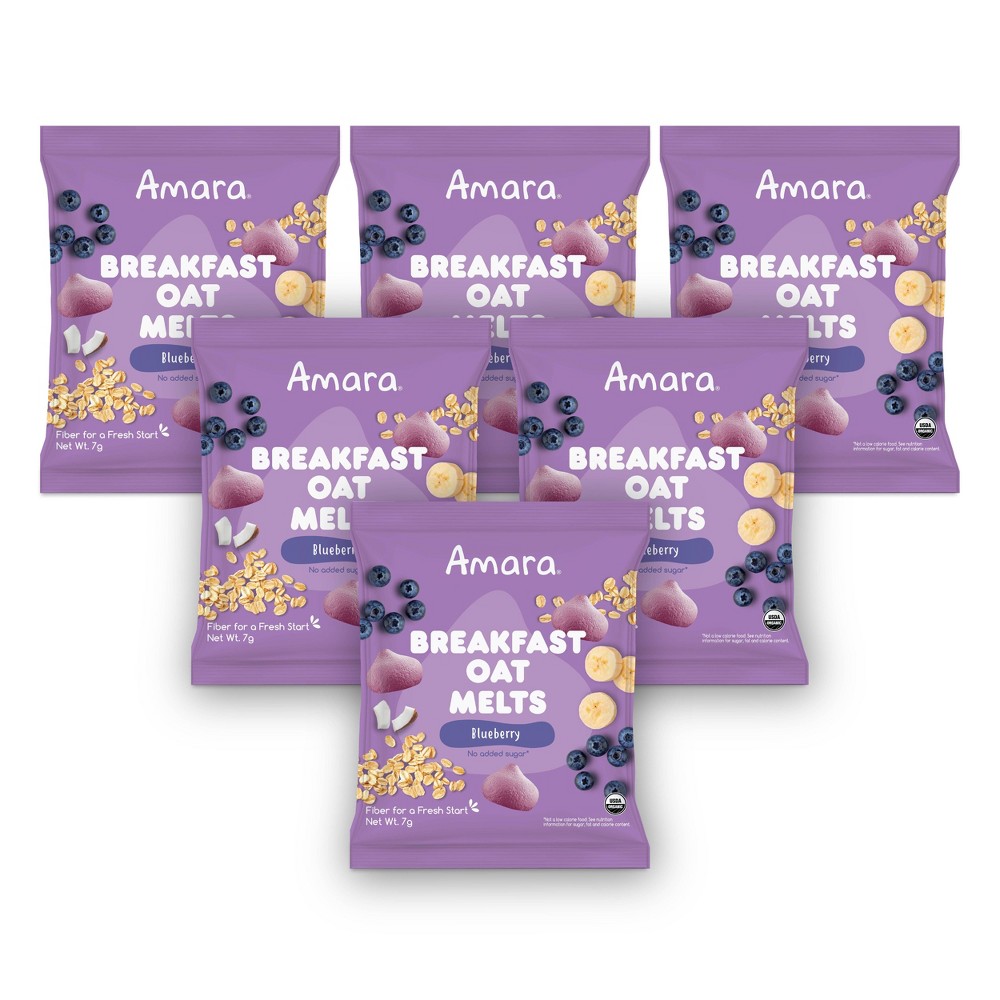 Amara Organic Breakfast Oat Melts Blueberry Baby Snack - 7g