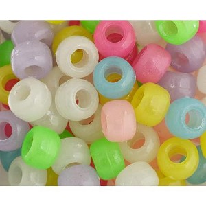John Bead 1000pcs 9mm Plastic Crow Beads Assorted Glow-in-The-Dark Pony Bead - 1 of 3