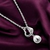 Slickblue Radiant Pearl Necklace with Heart Charm, Rhodium-Plated 18" Chain Featuring Crushed Shell Pearl - 3 of 3