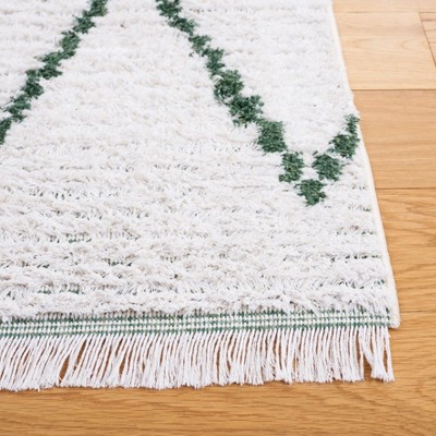 Ivory and Green Synthetic Flat Woven 5' x 7' Rug