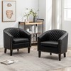 KINWELL Set of 2 PU Faux Leather Club Armchair with Nailheads - 3 of 4