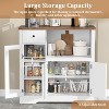 Kitchen Microwave Cabinet with Storage & Drawers, Small Buffet Cabinet with Glass Doors & Adjustable Shelf, Wooden Sideboard - 4 of 4