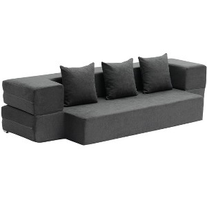 VEVOR Folding Sofa Bed, 3-in-1 Foldable Couch Bed with 3 Pillows and Washable Cover, 25D High Density Memory Foam Sleeper Chair Bed, Dark Grey(Twin) - 1 of 4