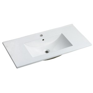 Dolonm 36 Inch Bathroom Ceramic Sink Basin, White - 1 of 4
