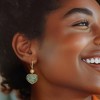 Ross-Simons Jade Heart Drop Earrings With 3.5-4mm Cultured Pearls and .20 ct. t.w. White Topaz in 18kt Gold Over Sterling - 2 of 3