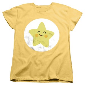 Women's Care Bears Unlock The Magic Laugh A Lot Bear Belly T-Shirt - 1 of 4