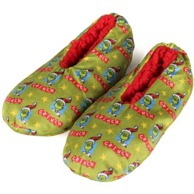 Seven Times Six Dr. Seuss Kids GRINCH Who Stole Christmas Santa Slipper Socks No-Slip Sole Green