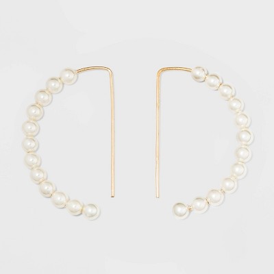 Pearl Drop Hoop Earrings - A New Day™ Gold