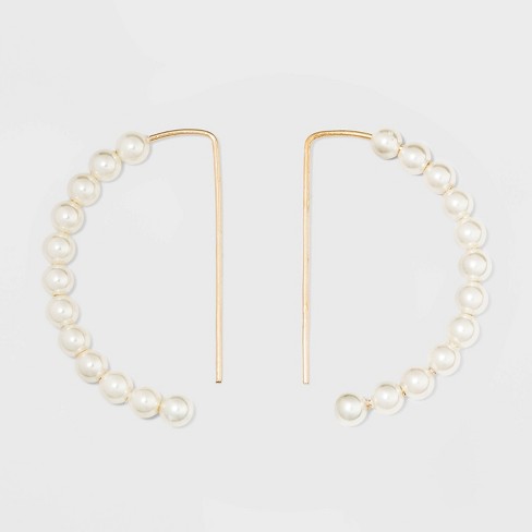 Women's Gold Pearl Hoop Earrings, Best Blooming Beauties Gold