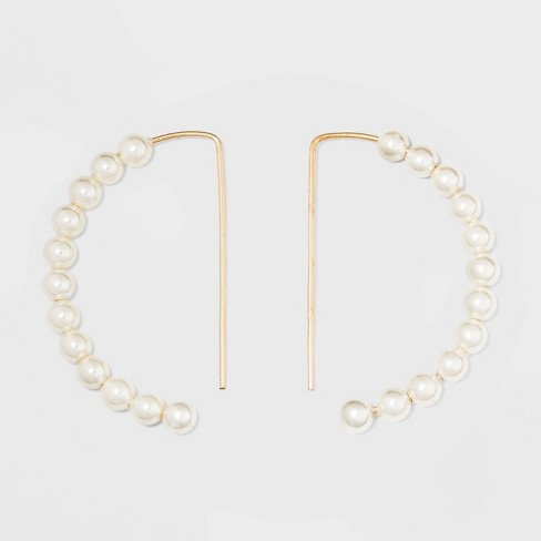 Pearl Drop Hoop Earrings - A New Day™ Gold - image 1 of 3