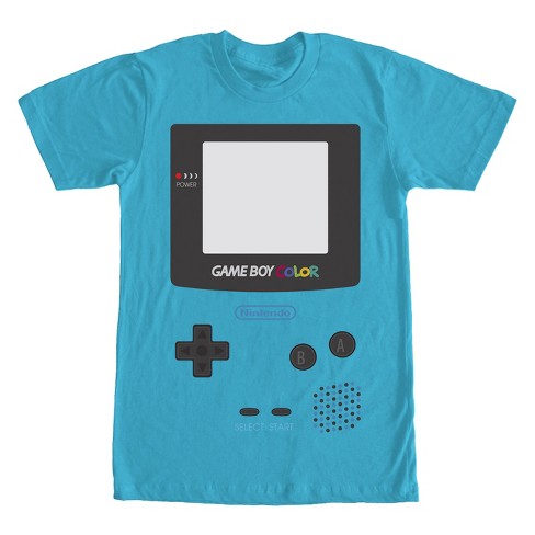 Men's Nintendo Game Boy Color T-shirt - Turquoise - Medium :