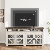 Homhougo Farmhouse TV Stand for 81 Inch, Mid Century Modern Entertainment Center with LED Lights and Storage, Wooden Media Console Cabinet, White - 2 of 4