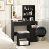 Tangkula Vanity Desk with Mirror & Lights Makeup Dressing Table w/Cushioned Storage Stool & Power Outlets White/Black - 2 of 4