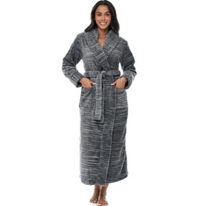 ADR Plush Fleece Robe for Women, Long Hooded Bathrobe with Hood, Plus Size - 1 of 3