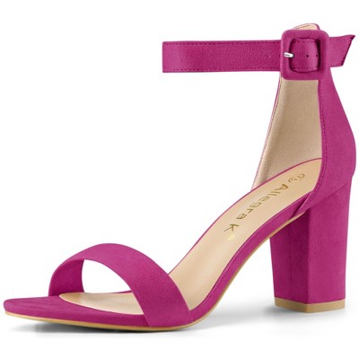 Allegra K Women's Back to College Open Toe Ankle Strap Chunky Heel Sandals