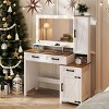 GlasFlength Vanity Tables Farmhouse Vanity with Mirror Hidden Jewelry Cabinet Elegant Design for Living Room, White, 43.3"*15.75"*53.07" - 3 of 4
