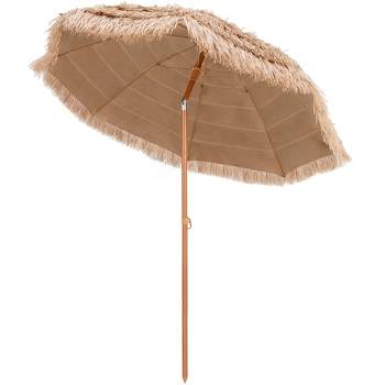 Tangkula 7.2FT Patio Hawaiian Style Hula Beach Umbrella Tropical Umbrella w/ Tilt