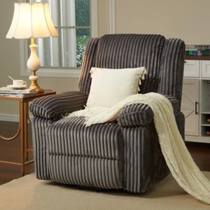Corduroy Recliner Chair, Manual Recliner Sofa with Handle, Pillow Top Arms, Thick Padding, Side Pocket, 400Lbs Capacity, Adjustable Recliner - 1 of 4