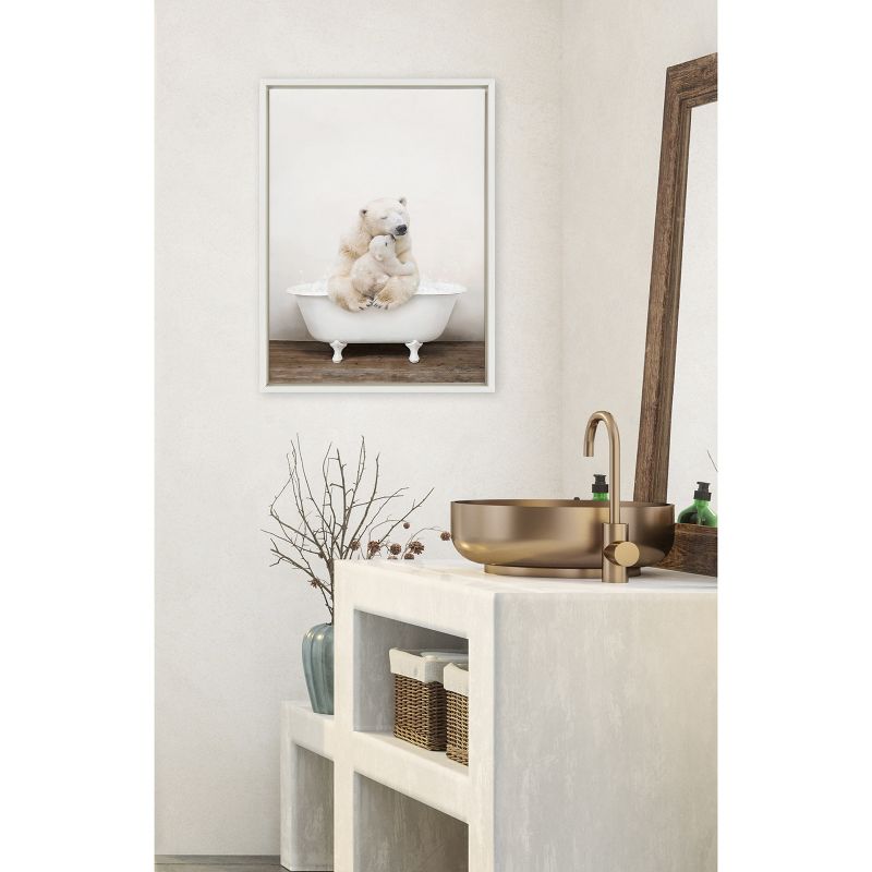 18&#34; x 24&#34; Sylvie Mother Baby Polar Bear Tub Framed Canvas by Amy Peterson White - Kate &#38; Laurel All Things Decor, 6 of 8
