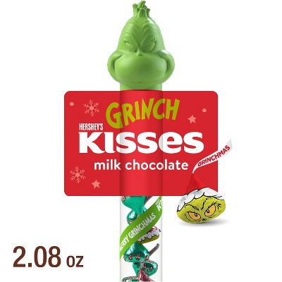 HERSHEY'S Kisses Christmas Grinch Milk Chocolate Filled Plastic Cane Candy - 2.08oz
