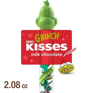 HERSHEY'S Kisses Christmas Grinch Milk Chocolate Filled Plastic Cane Candy - 2.08oz - 1 of 4