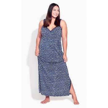 Women's Plus Size Lace Trim Print Sleep Maxi Dress - leopard | AVENUE