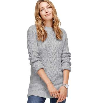 ellos Women's Plus Size Pullover Cable Sweater Tunic