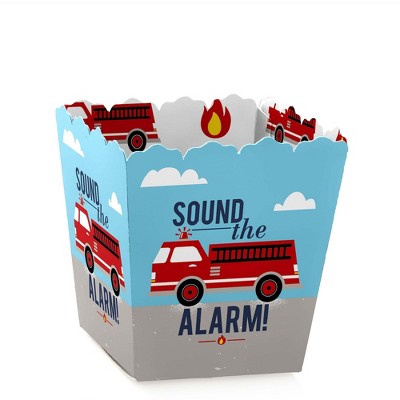 Big Dot of Happiness Fired Up Fire Truck - Party Mini Favor Boxes - Firefighter Firetruck Baby Shower or Birthday Party Treat Candy Boxes - Set of 12