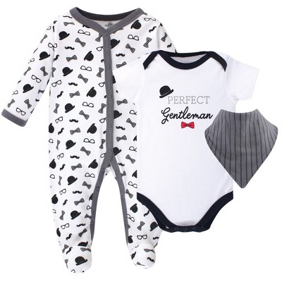 Little Treasure Baby Boy Sleep and Play, Bodysuit and Bib, Gentleman