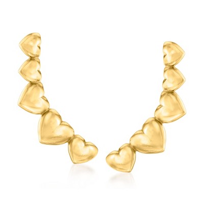 Ross-Simons 18kt Gold Over Sterling Heart Ear Climbers