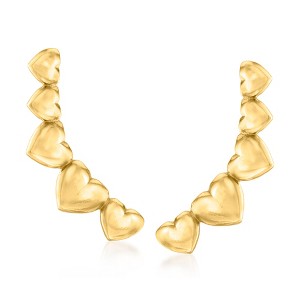 Ross-Simons 18kt Gold Over Sterling Heart Ear Climbers - 1 of 4