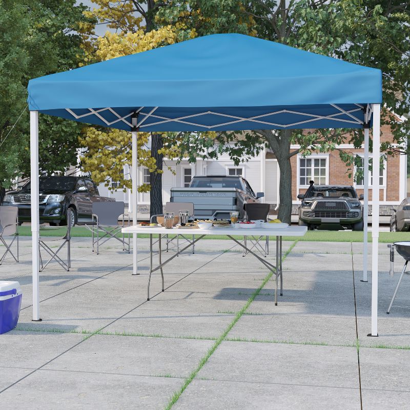 Flash Furniture 10'x10' Pop Up Event Canopy Tent with Carry Bag and 6-Foot Bi-Fold Folding Table with Carrying Handle - Tailgate Tent Set, 3 of 11