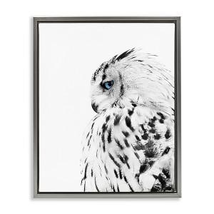 Stupell Industries Snow Owl Peering Blue Eyes Floating Frame Canvas Art - 1 of 4