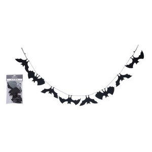 Transpac Felt Bat Banner for Fall - Spooky Banners and Garlands for Halloween Decor - 1 of 3