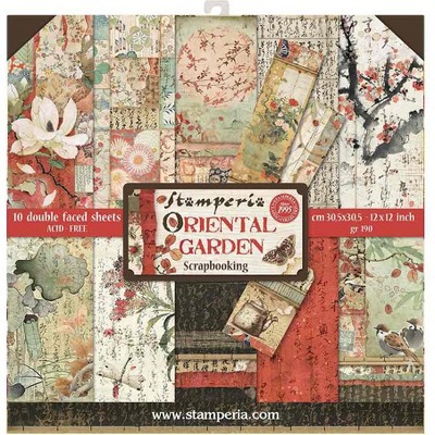 Stamperia Double-Sided Paper Pad 12"X12" 10/Pkg-Oriental Garden, 10 Designs/1 Each