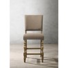 Roundhill Furniture Birmingham Script Printed Driftwood Finish Counter Height Dining Chair with Nail head, Set of 2 - 3 of 4