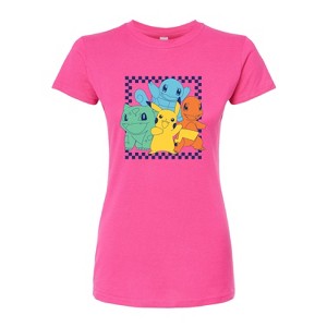 Women's - Pokémon - Group Checker Frame Fitted Graphic T-Shirt - 1 of 3