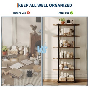 Jojoka  6 Tier Book Shelf, Modern Tall Bookshelf, Industrial Bookcase Corner Storage Organizer, Free Standing Storage Shelving - 1 of 4