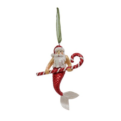 Hand-Painted Glass Santa Merman Ornaments Set of 4